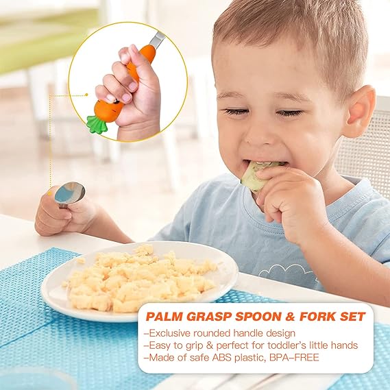 2-Piece Kids Spoon And Fork With Travel Case Orange 17.5x3x8cm