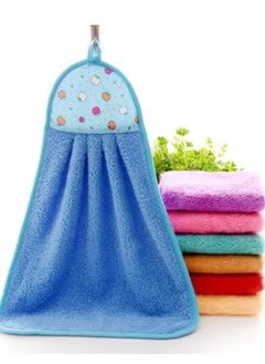 Microfiber Wash Basin Hanging Hand Kitchen Towel Napkin with Ties (44x24 cm, Pack of , 6 Multicolor), 200 GSM