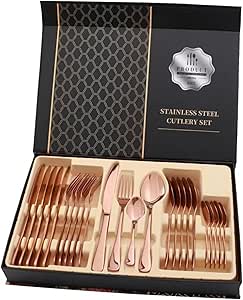 24-Piece Western Style Eco-Friendly Dishwasher Safe Stainless Steel Cutlery Set (RoseGold)