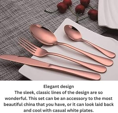 24-Piece Western Style Eco-Friendly Dishwasher Safe Stainless Steel Cutlery Set (RoseGold)