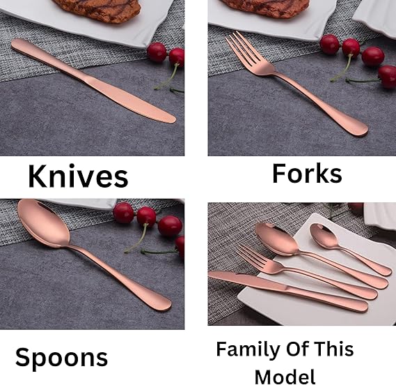 24-Piece Western Style Eco-Friendly Dishwasher Safe Stainless Steel Cutlery Set (RoseGold)