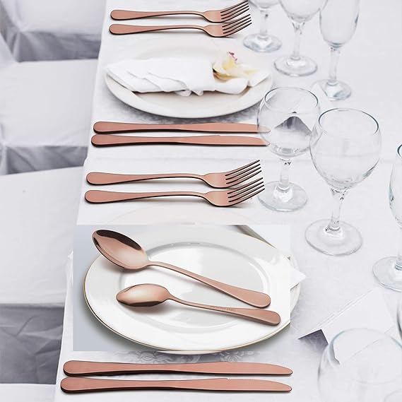 24-Piece Western Style Eco-Friendly Dishwasher Safe Stainless Steel Cutlery Set (RoseGold)